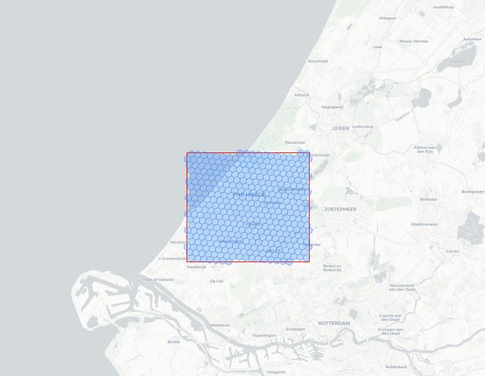 Den Haag bounding box with hexagons